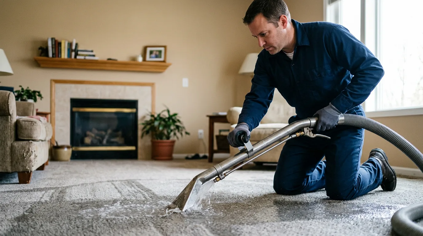 Water damage restoration technician working near Lakeland, LA